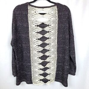 Entro sz M crocheted lace open back sweater
